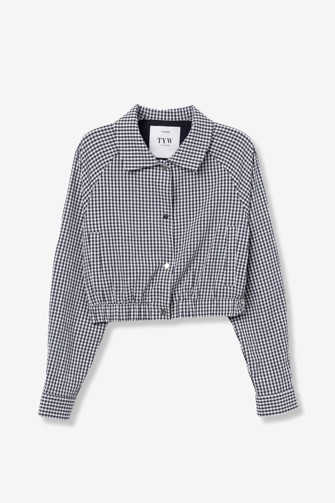 Blue Check Cropped Oversized Jacket