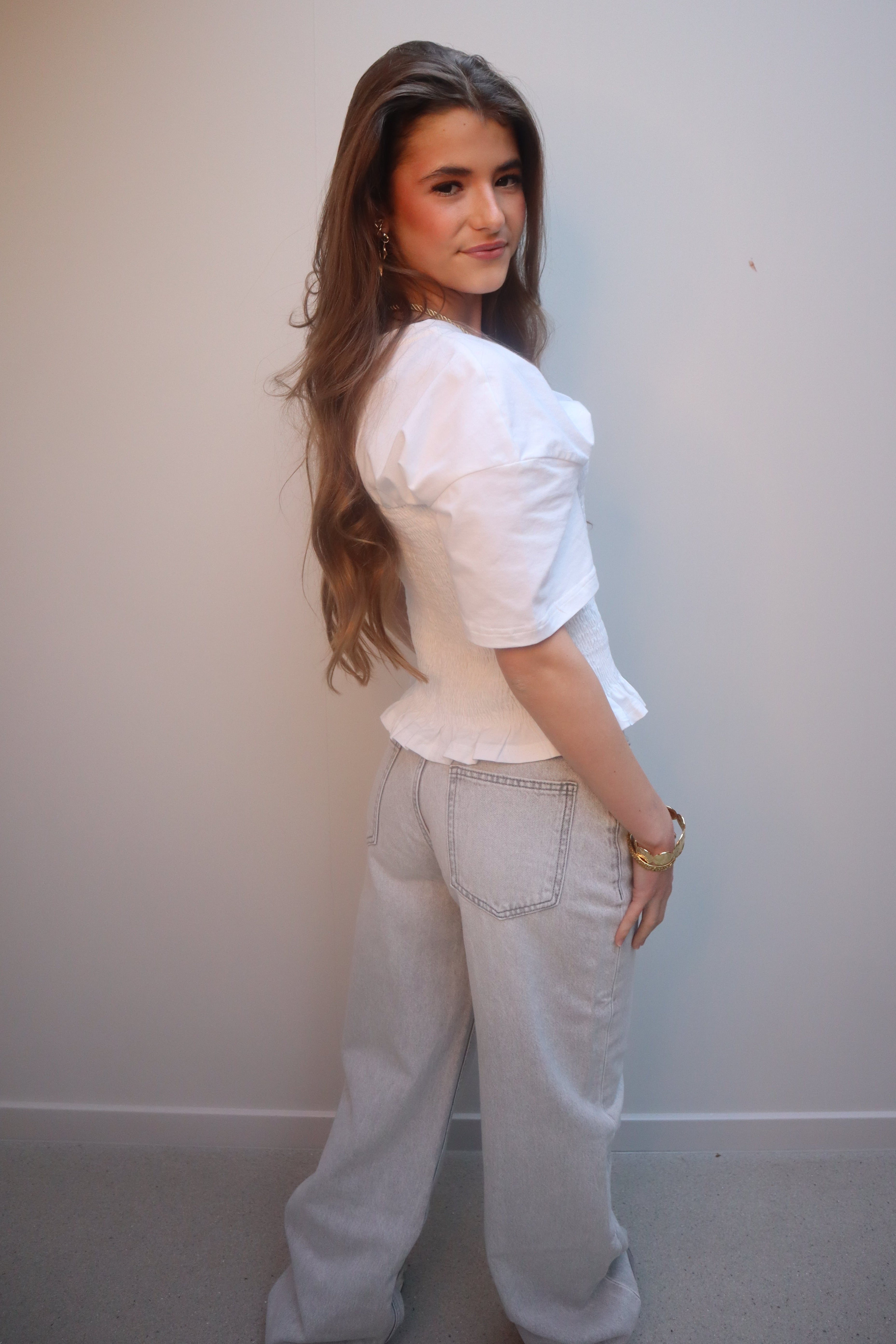 Lily Straight wide Jeans | Light grey