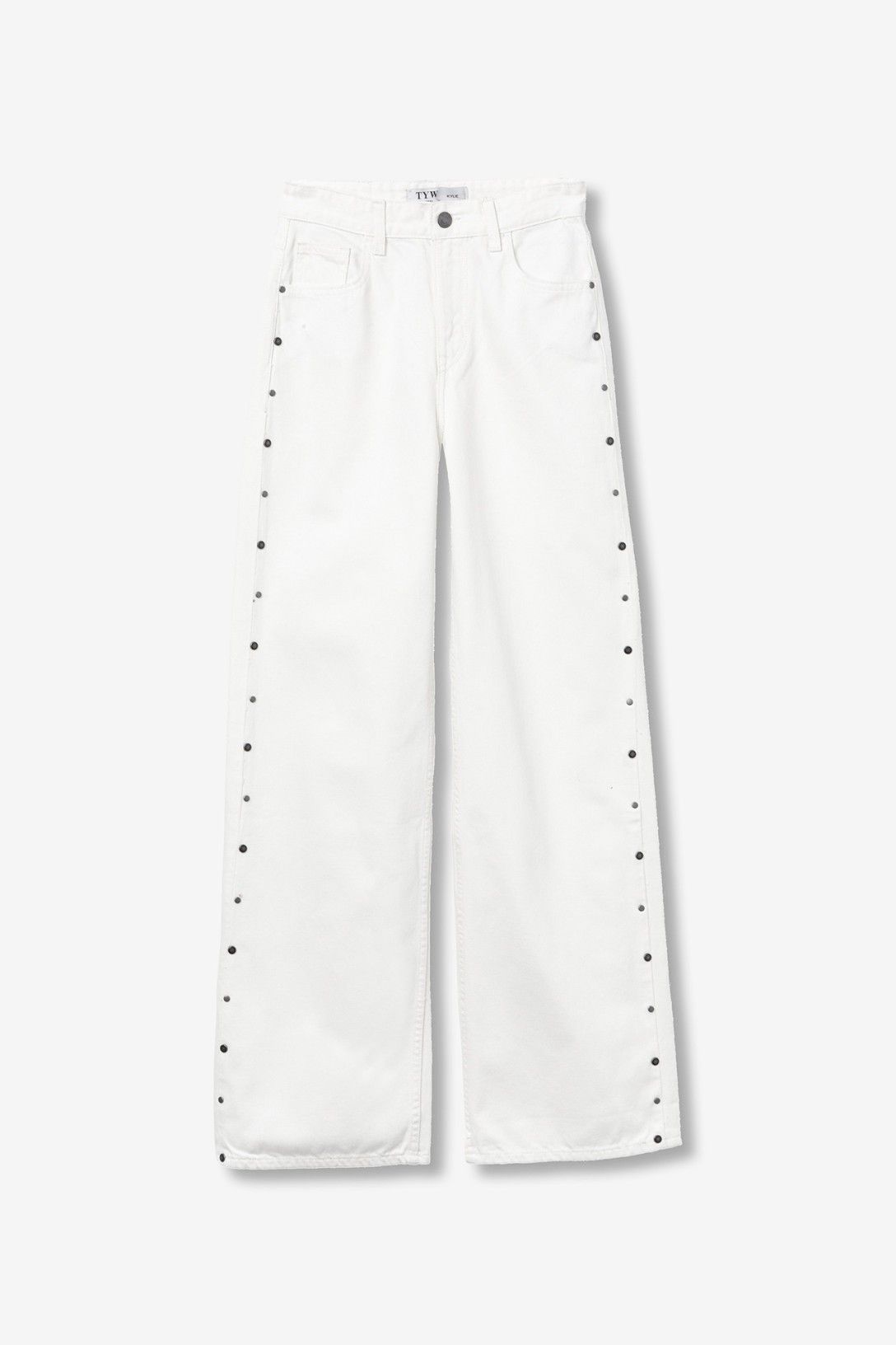 Lily studded Wide Leg Jeans | White